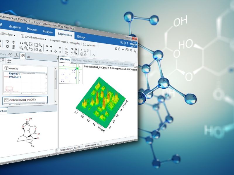 computer screen imposed over chemical structure diagrams