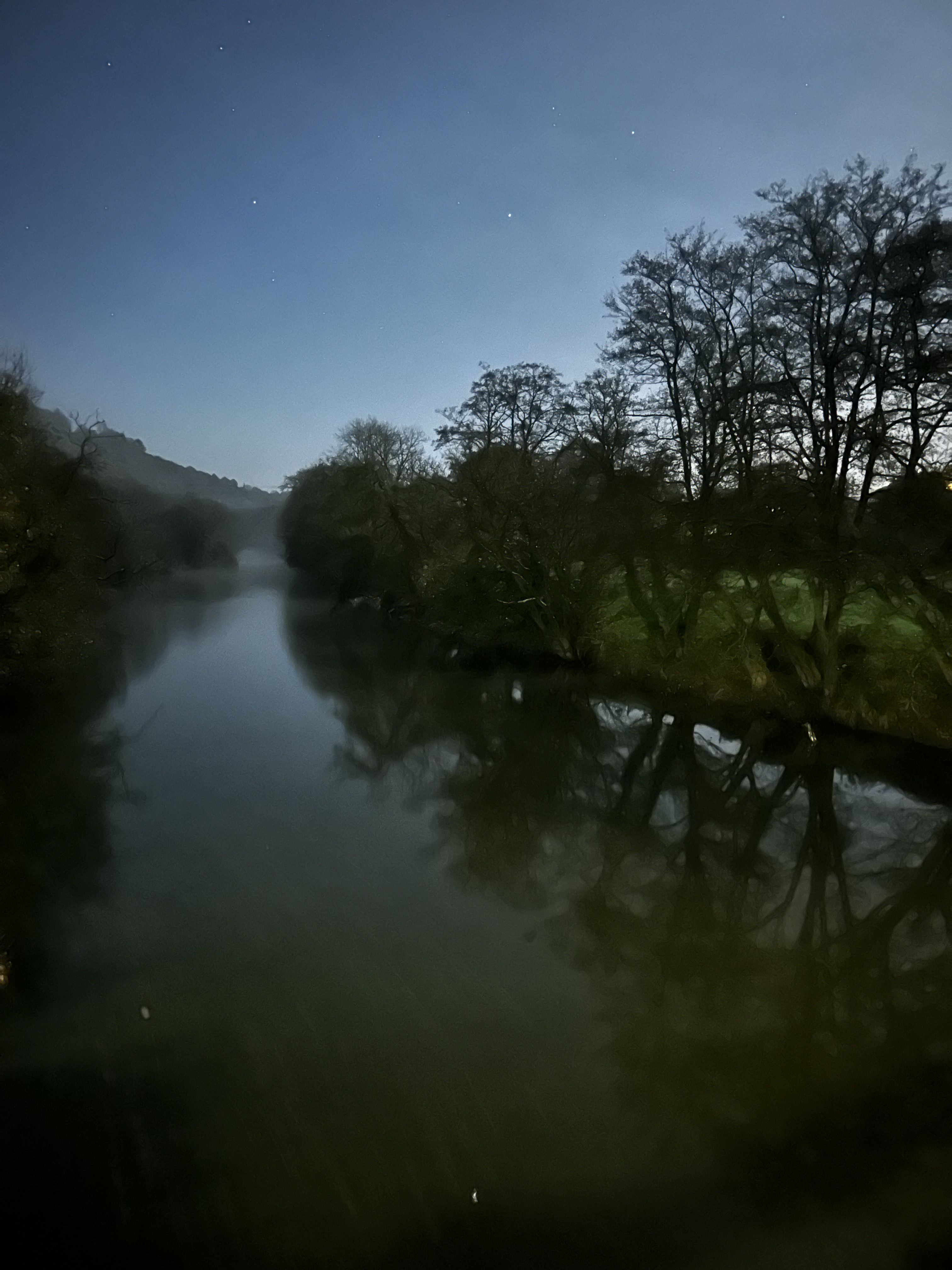 Photo of a river at night
