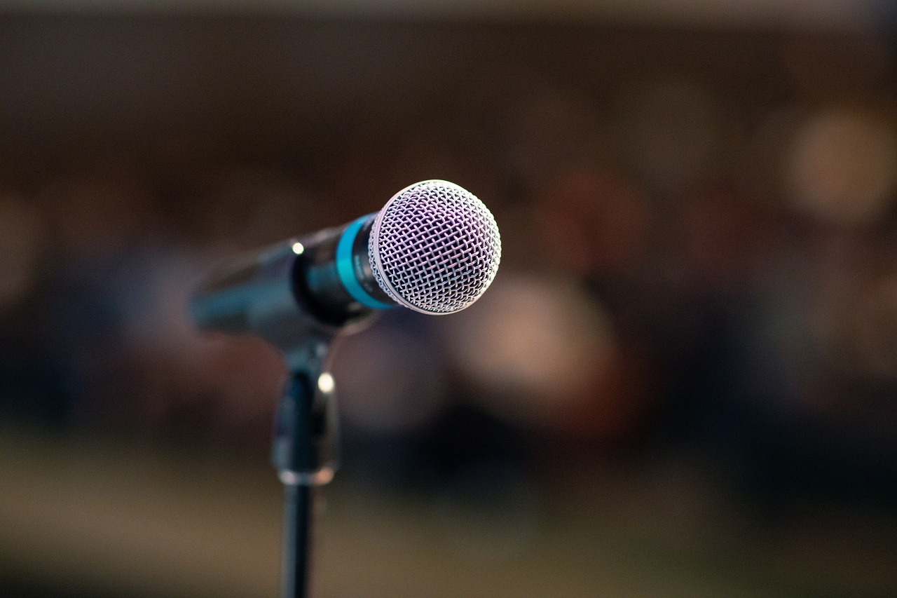 a silver microphone