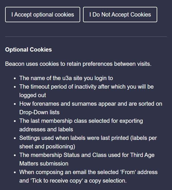 Beacon for GL optional cookies